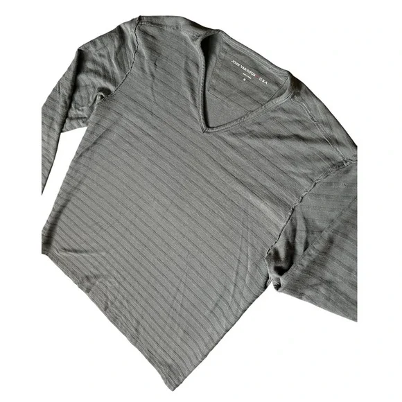 John Varvatos USA Mens Grey Textured Stripe V-Neck Long Sleeve Shirt Size M - Picture 6 of 7
